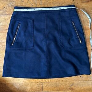 LOFT outlet mini skirt- sz 12 - Navy blue suede - holiday skirt - 19” inseam